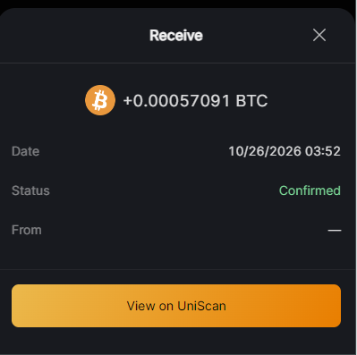 My wallet: received 0.00057091 BTC, confirmed, October 26, 2026 at 03:52.